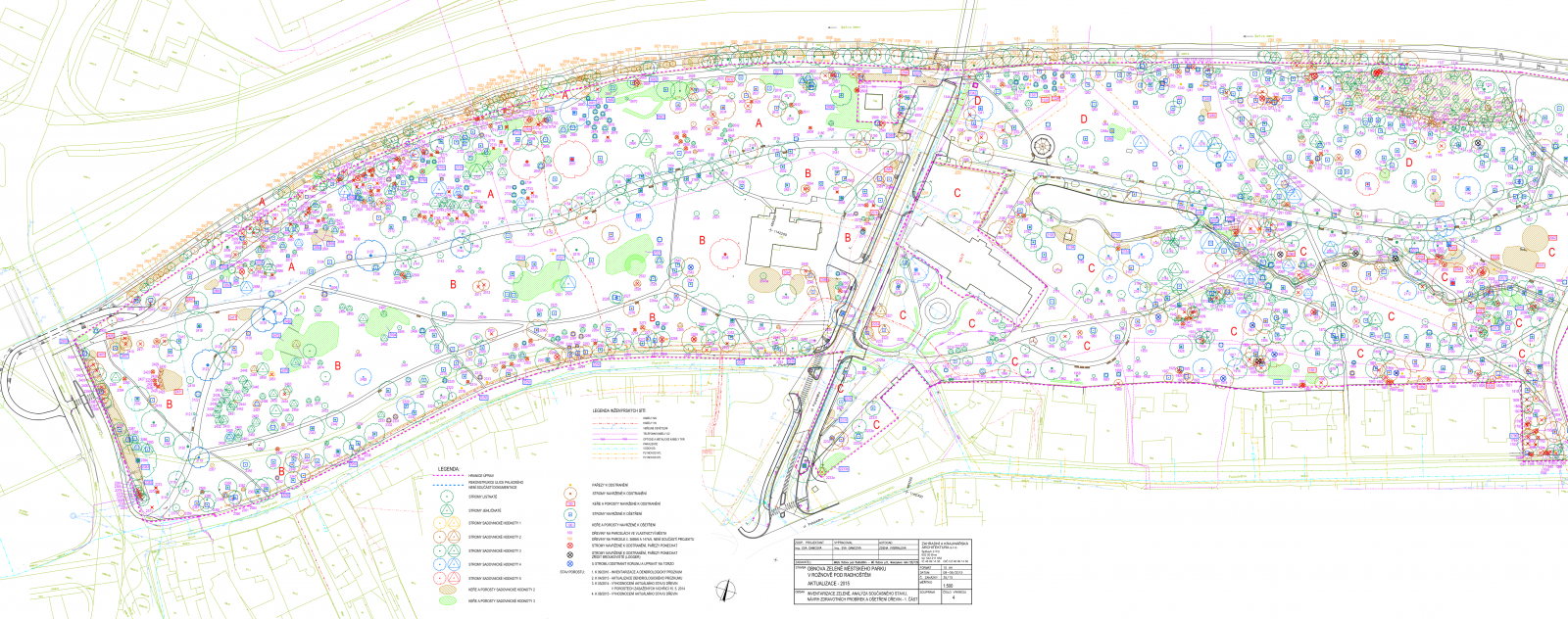 Inventarizační výkres městského parku - západní část