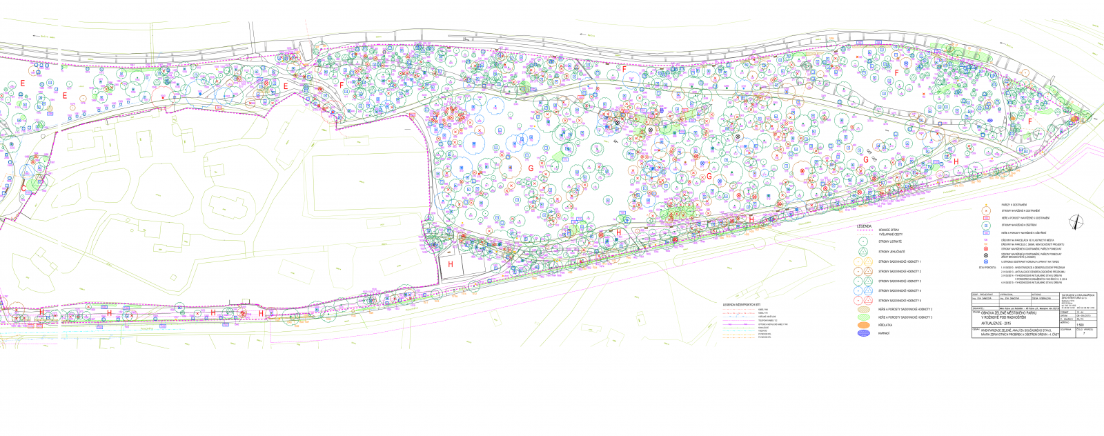 Inventarizační výkres městského parku - východní část
