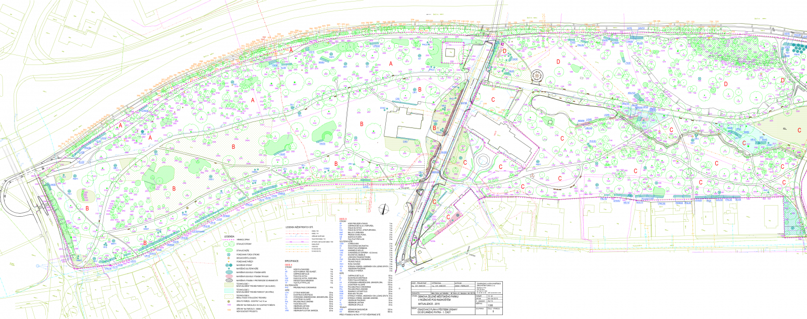 Návrhový výkres městského parku - západní část